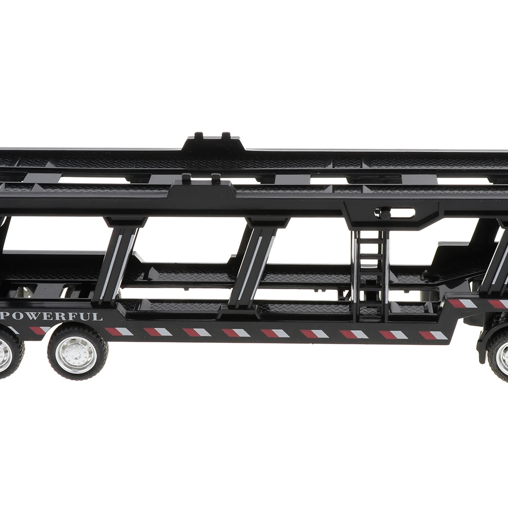 Alloy Die Cast Friction Powered Toy Truck 1/50 Scale Car Transporter Trailer Semi Truck Toy, No Batteries Required