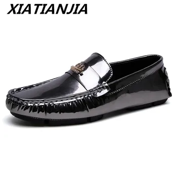 

Fashion Summer Bright Sewing Thread Leather Peas Shoes Men Sneakers Casual Men Shoes Loafers Men's Moccasins Tenis Masculino