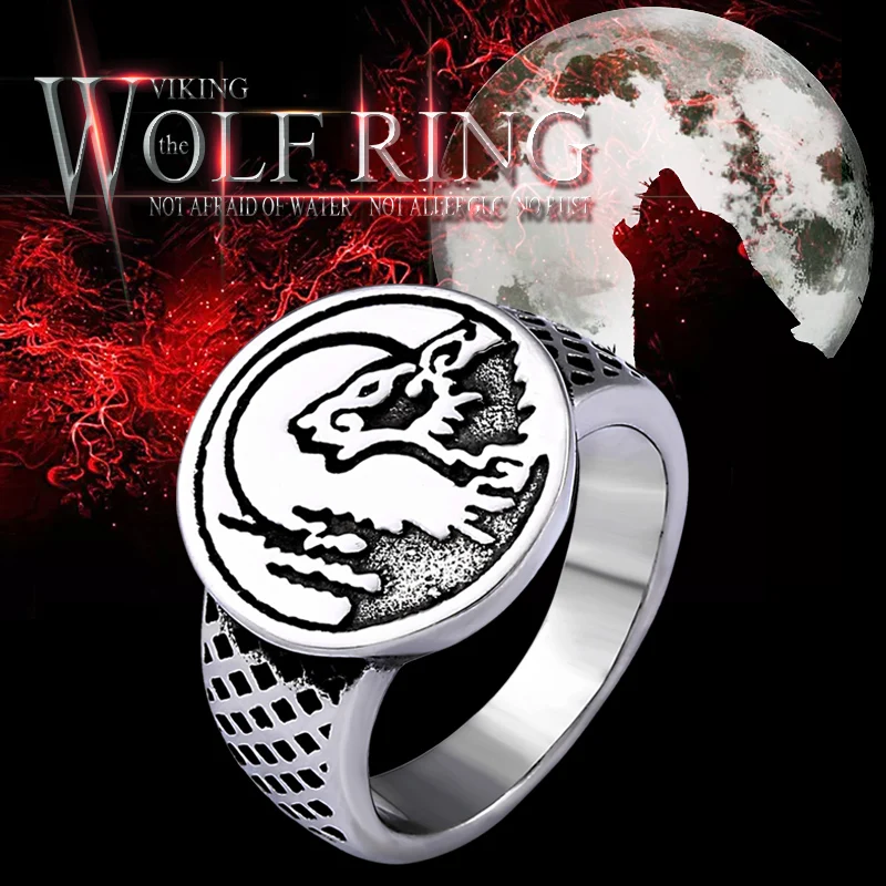 

Beier 316L Stainless Steel Fashion Style nose viking scandinavian Wolf head animal Ring for men jewelry Odin Amulet VintageLR010