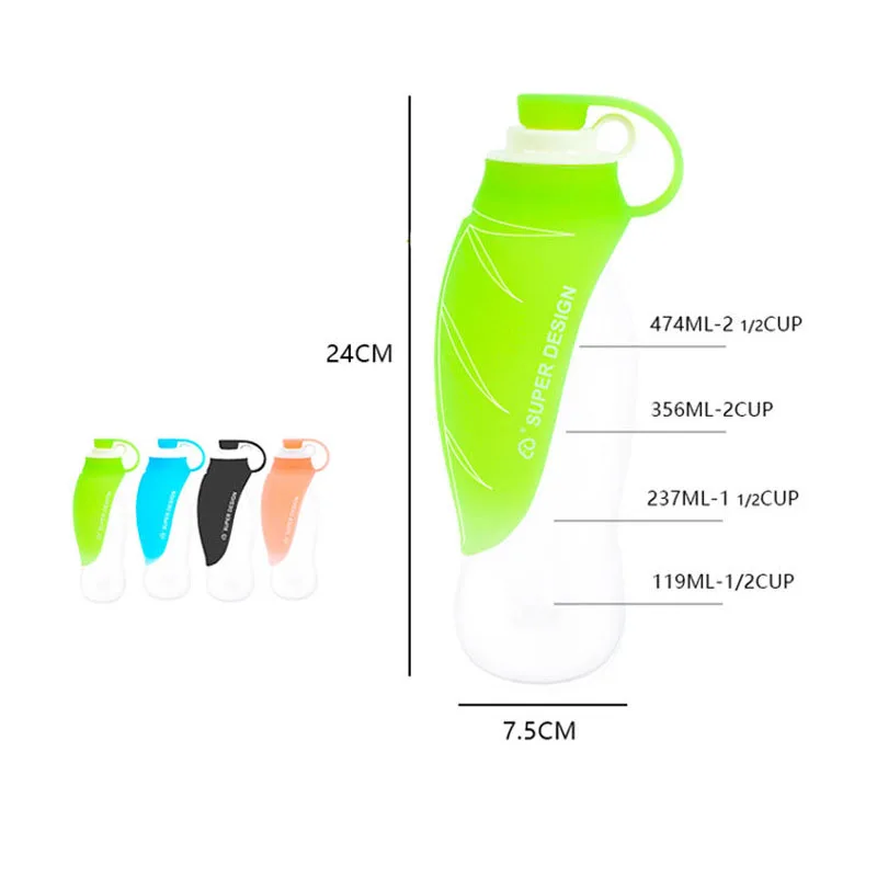 580 мл портативная бутылка для воды для собак, мягкая силиконовая дорожная собачья миска с рисунком листьев для щенков, кошек, уличная питьевая диспенсер для воды для домашних животных