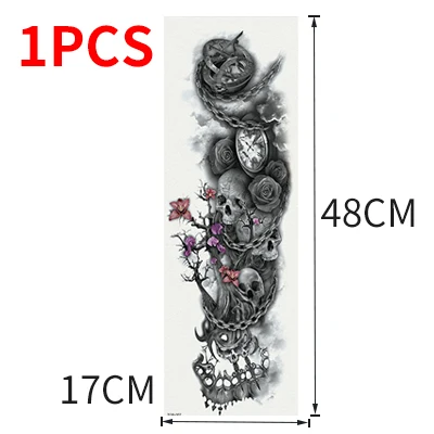 Временные татуировки наклейки для мужчин татуировки рукава тела рука Вспышка татуировки водонепроницаемые переводные наклейки череп цветок металлик татуировки - Цвет: style 16-1pcs