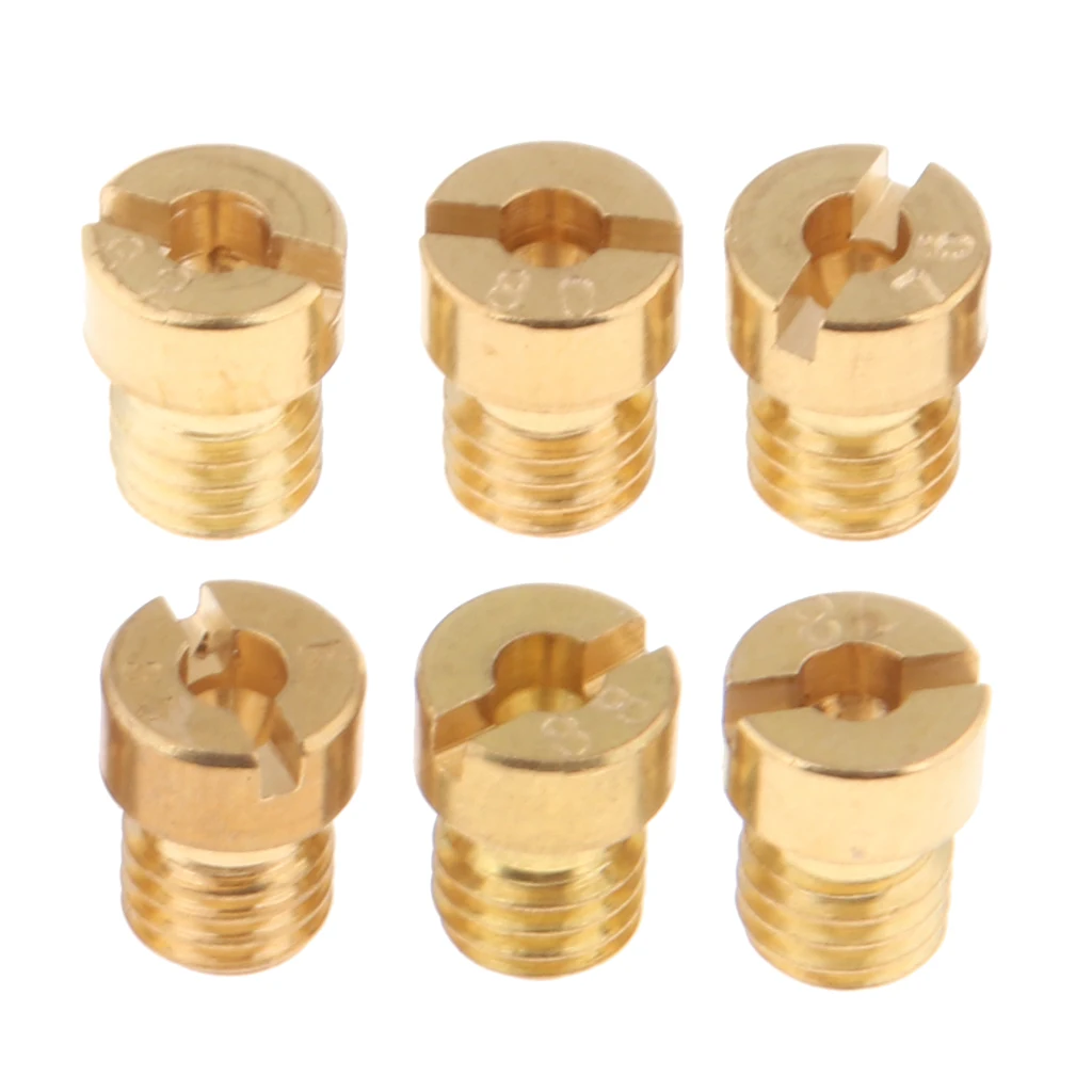 6 Pieces Copper Carburetor Main Jet Kit Hexagonal Injector Nozzle For PWK Keihin OKO CVK KOSO Carburetor 75.78.80.82.85.88 