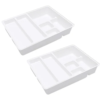

2 Pcs Storage Box Double-Layer Plastic Drawer Type Flatware Tray Kitchen Organizer Cutlery Storage Organizer
