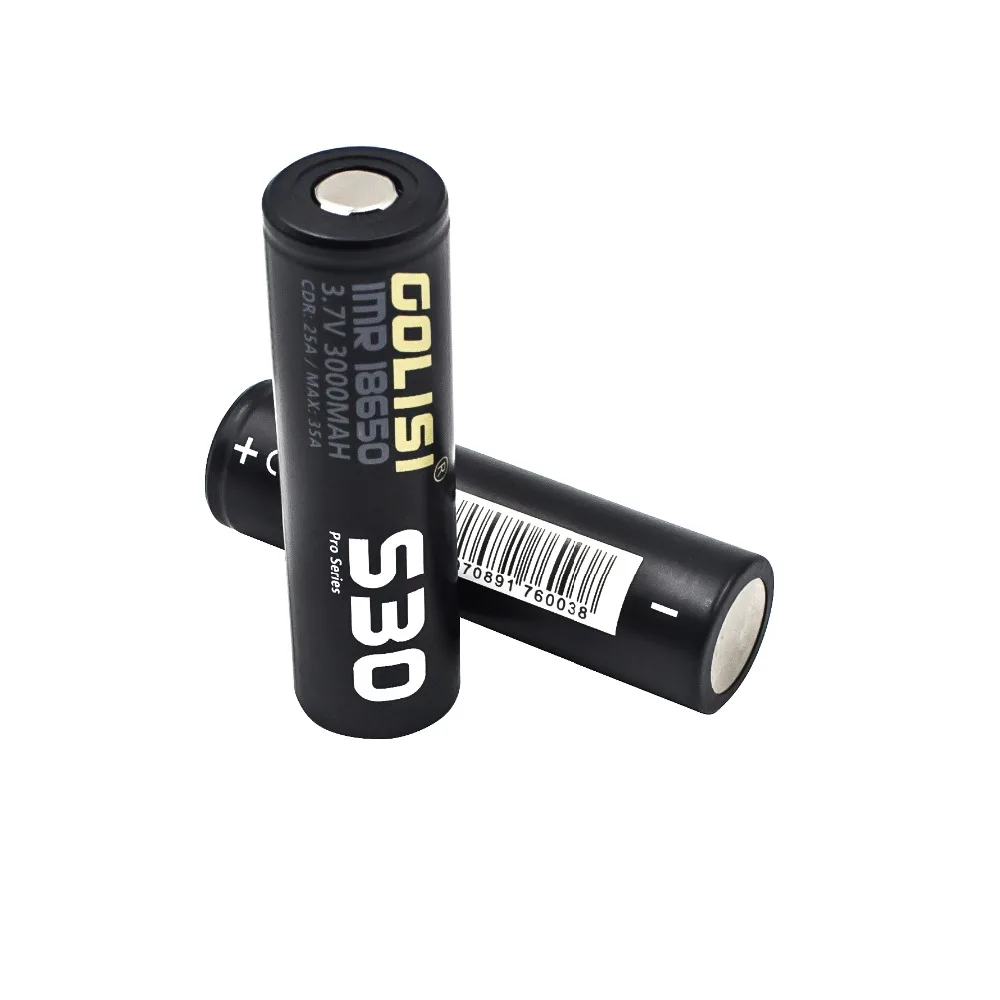 1 шт. GOLISI S30 IMR 18650 3000mah 3,7 V CDR 25A MAX 35A Высокая дренажная E-CIG аккумуляторная батарея для VAPE фонарик налобный фонарь Игрушка