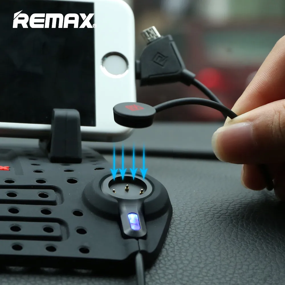 Remax Автомобиля Регулируемый Кронштейн Разъем Магнитного держатель для телефона в машину Крепления С Зарядки USB Кабель Для moblie подставка для телефона для iPhone xiaomi