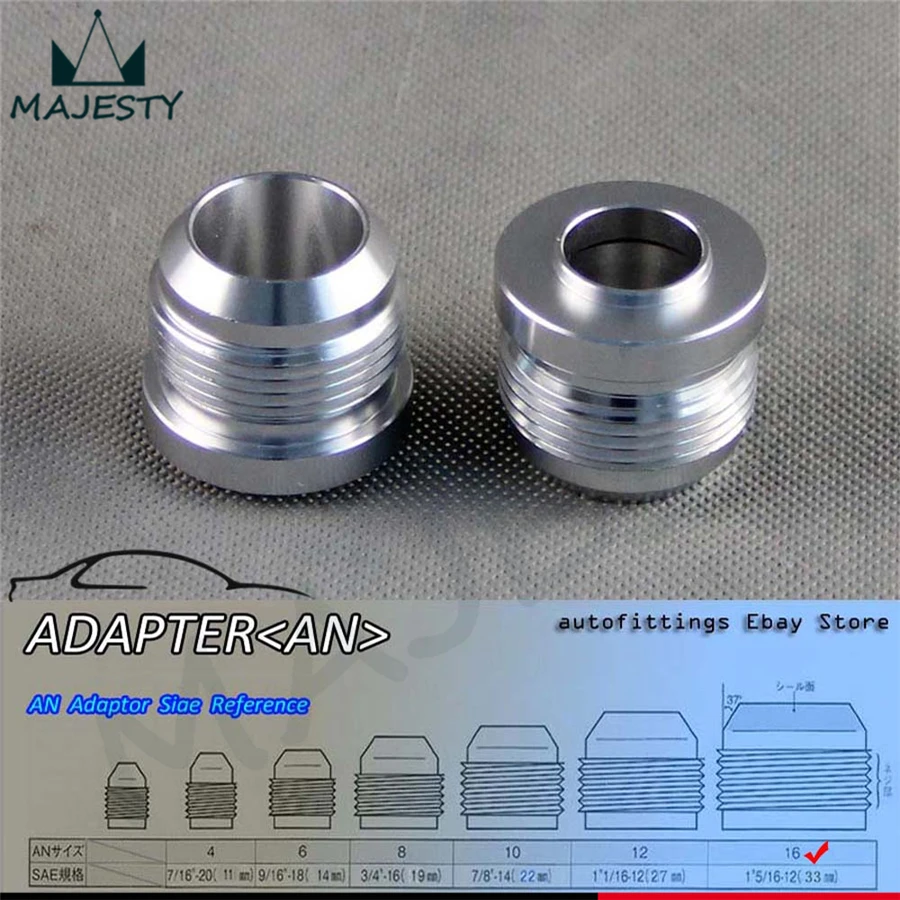 Aluminum Male Weld Bung Adapter Fitting 16 AN / 16AN 2PCSin Fuel