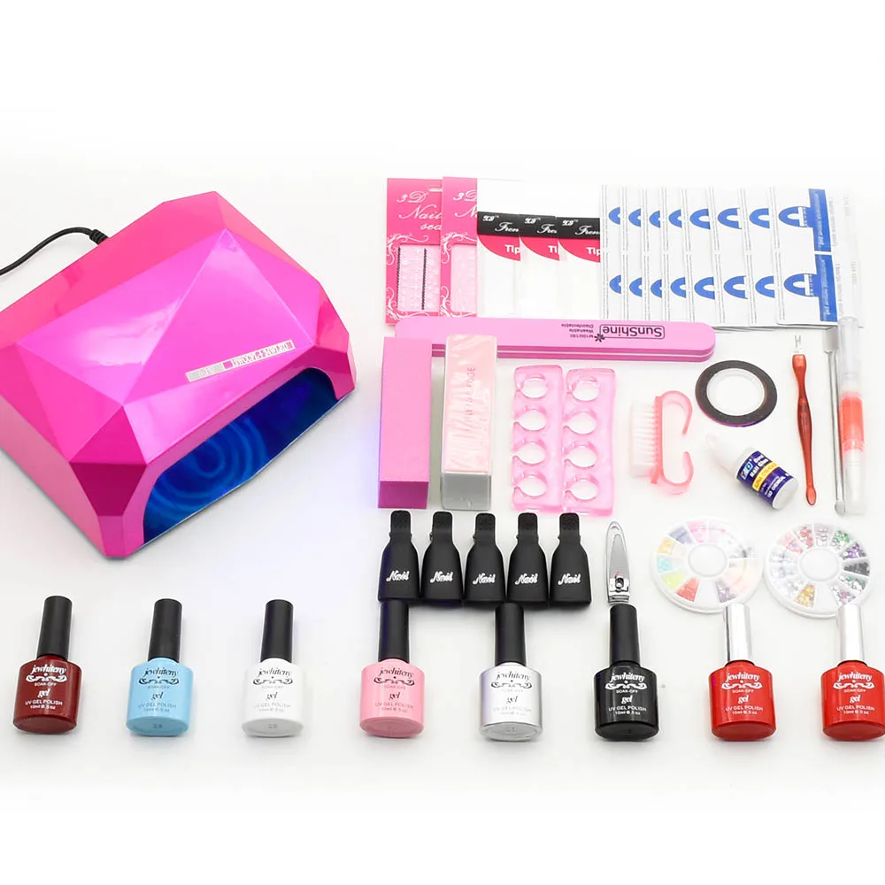 

Nail art Set Nail Gel Manicure tools kit UV LED Lamp Nail dryer 6 UV Gel Polish Set Varnish Nail Kits