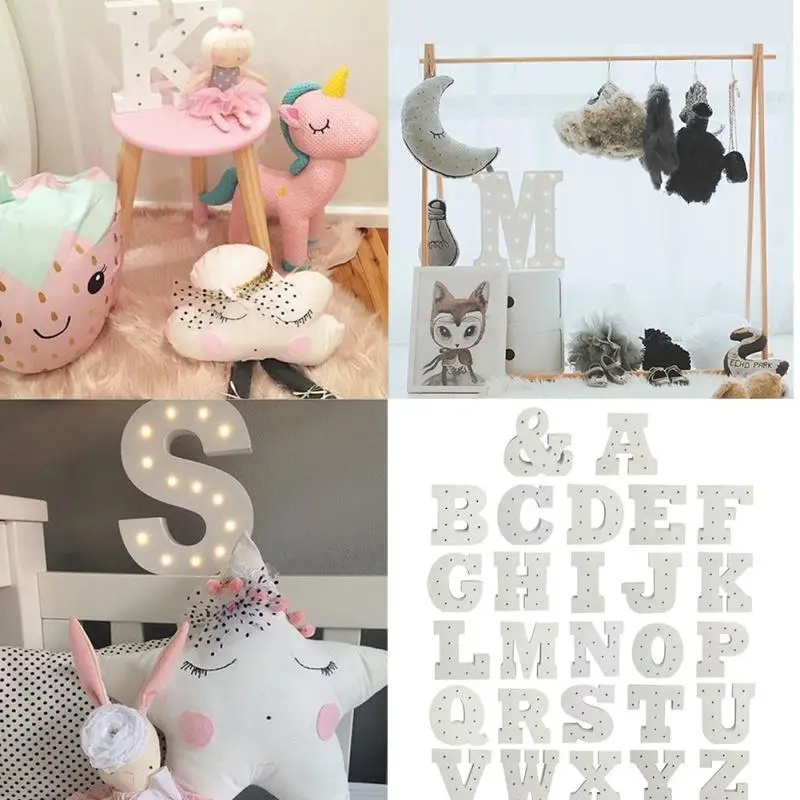 

Wooden 26 English capital Letters LED Night Lighting board Lamps for holiday Party Decoration Bedroon Wall Symbol Lights