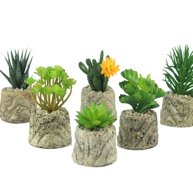 

Mini Artificial Succulents and Cactus Plants with Basins, Faux Plants Fake Plants Artificial Bonsai Indoor Cactus Decoracion Set