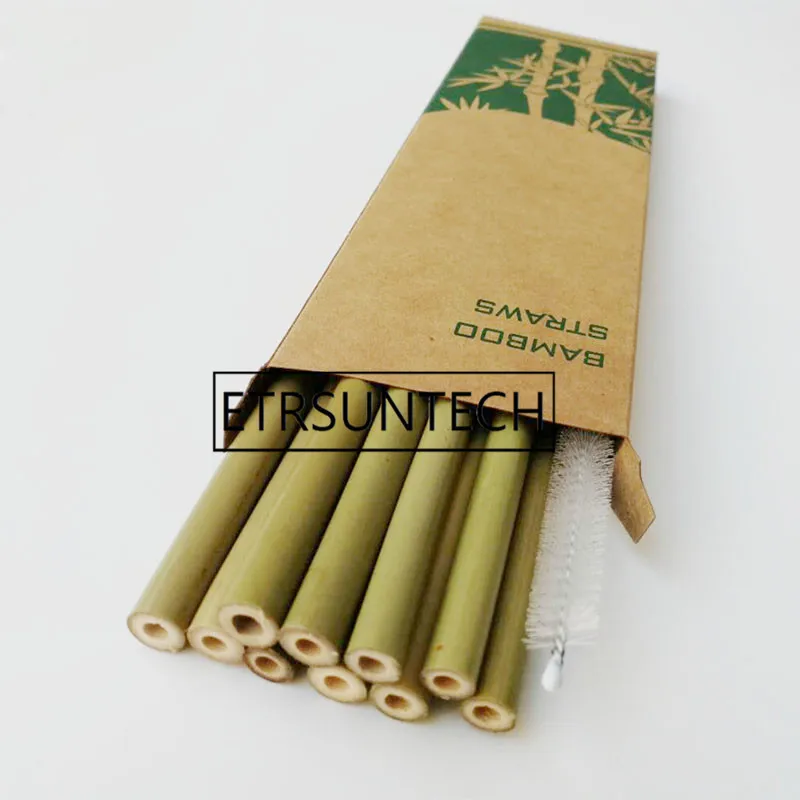 30 комплектов бамбуковых соломок многоразовые Экологически чистые натуральные бамбуковые соломки ручной работы и Чистящая Щетка