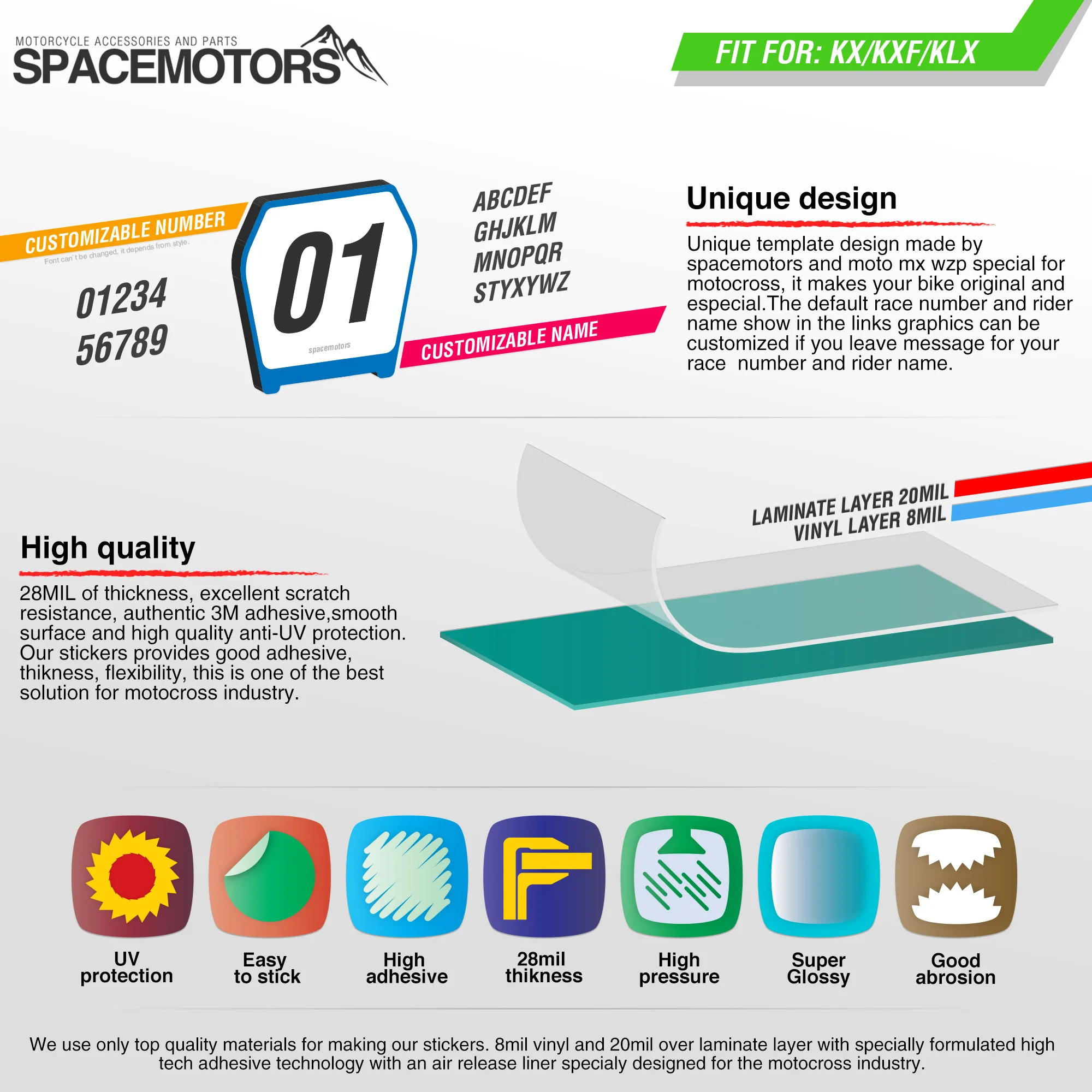 MotoSpace Customized Team Graphics Backgrounds Decals 3M Custom Stickers For KAWASAKI KX250F 2013 018