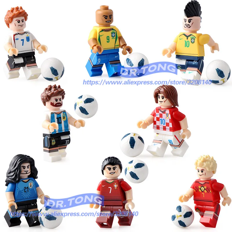 

DR.TONG 8pcs/lot XP013 -XP020 RonalCroatian Soccer Player Luka Modric Action Figure Bricks Educational Learning Children Toys