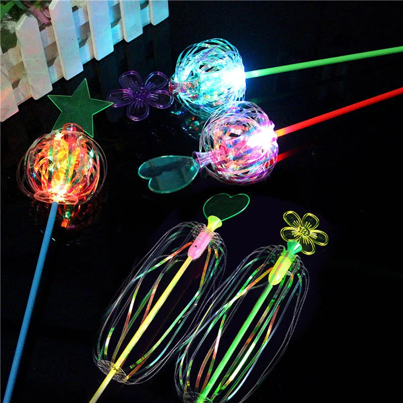 Funny Magic Toy Sparkling Spindle Wand Amazing Rotate Colorful Bubble