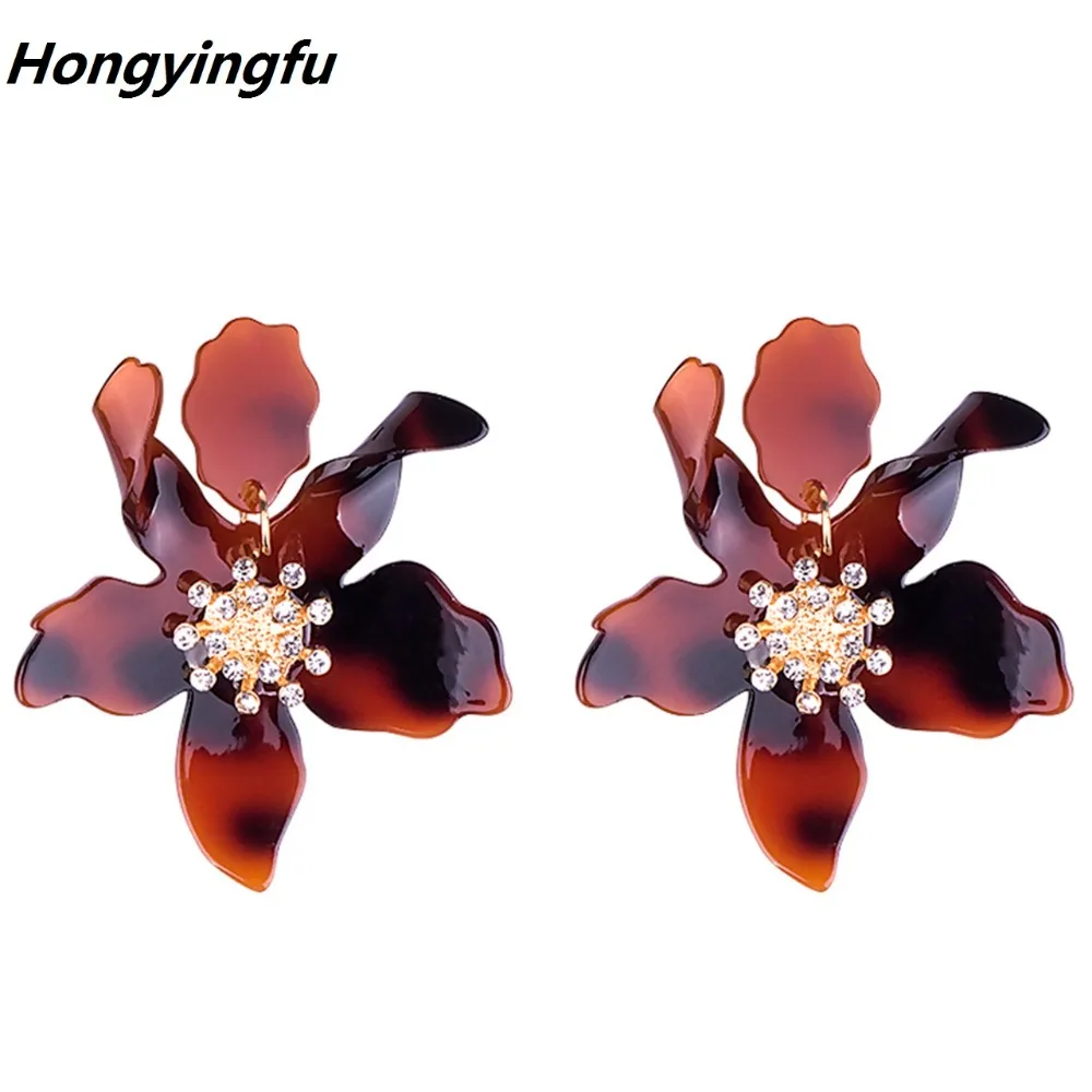 

Lianxyfu Brincos Fashion Resin Rhinestone Flower Big Earrings For Women 2018 Trendy Oorbellen Crystal Earrings Pendientes