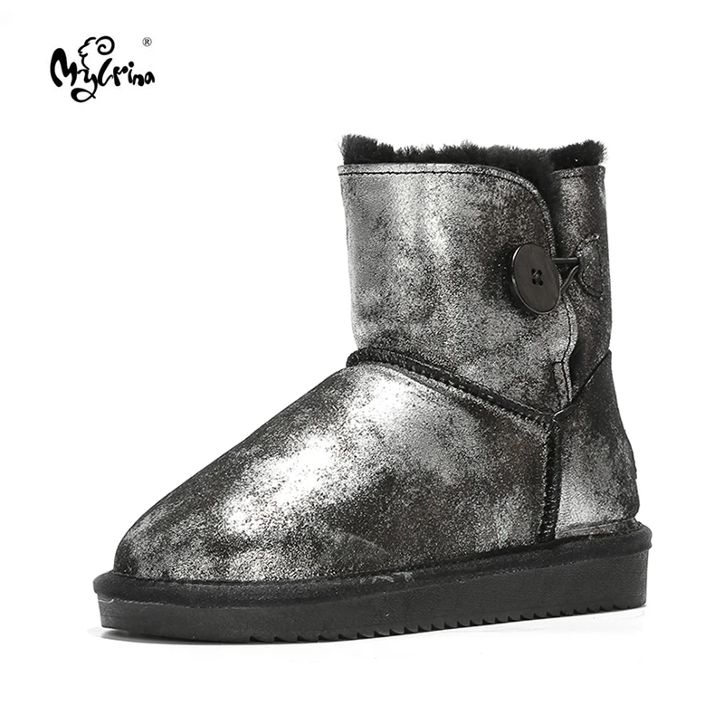

New Brand Women Snow Boots Genuine Leather Women Boots 100% Natural Fur Warm Wool Winter Shoes Free Shipping