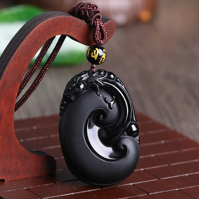 

Drop Shipping Men Necklace Pendant Natural Obsidian Stone PIXIU RUYI Pendant Gift for Women's Fashion Jewelry