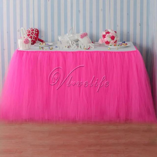 100cm X 80cm Hot Pink Tulle Tutu Table Skirts Tableware For Wedding 100cm X 80cm Hot Pink Tulle Tutu Table Skirts Tableware For Wedding Party Baby Shower Birthday Xmas Decor