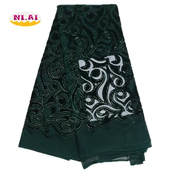 

African Wine Lace Fabrics, Velvet Net Lace With Sequins, African Dresses For Women Nigeriane MR1709B