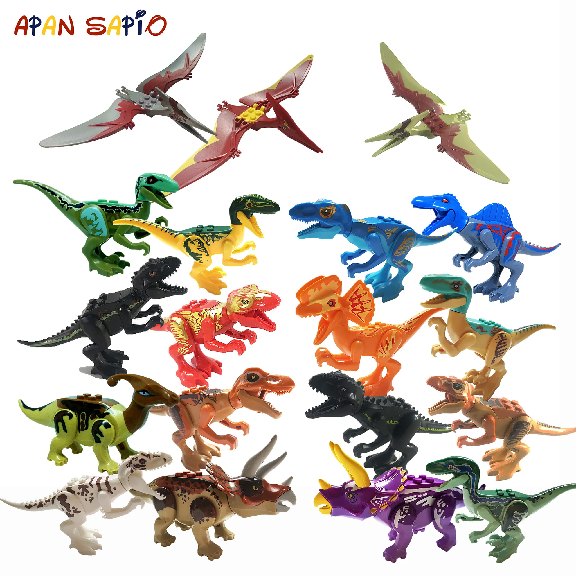 

Building Blocks Jurassic Dinosaur World Series Velociraptor T-Rex Triceratops Assembles Figure Bricks Toys Compatible with Legoe