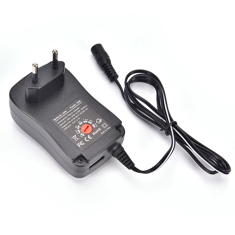 

30W Charger Adaptor Kit 3/4.5/6/7.5/9/12V Universal AC/DC Power Supply Adapter Plug