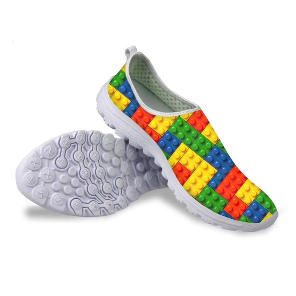 

THIKIN Summer Slip On Shoes for Women With Breathable Mesh 3D Toy Puzzle Design Beach Loafers Shoes Younger Woman Flats Sneakers