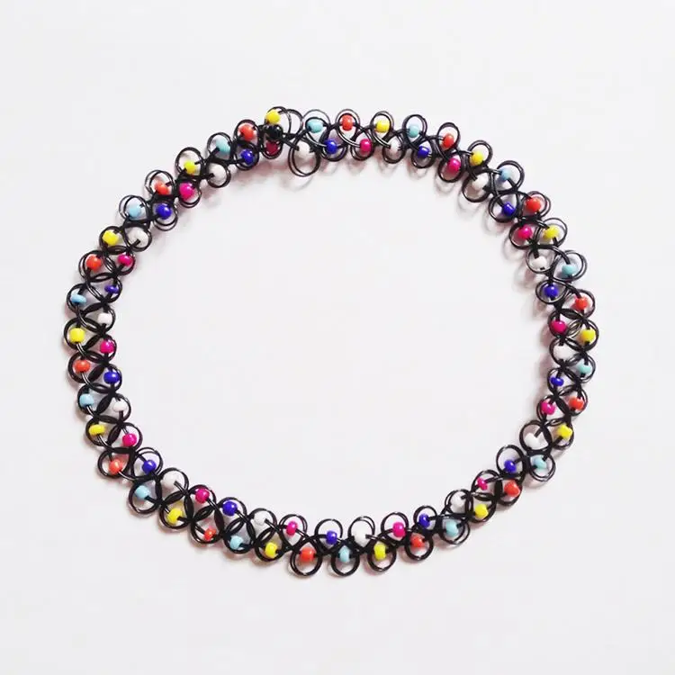 Fashion New Accessories Multi Colored Beads Tattoo Choker Elastic