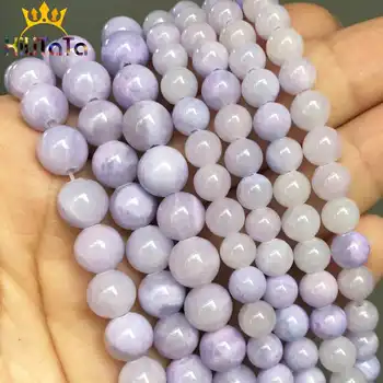 

Purple Natural Jades Stone Beads Smooth Round Loose Spacer Beads For Jewelry Making DIY Bracelet Necklace 15''Strand 6/8/10/12m