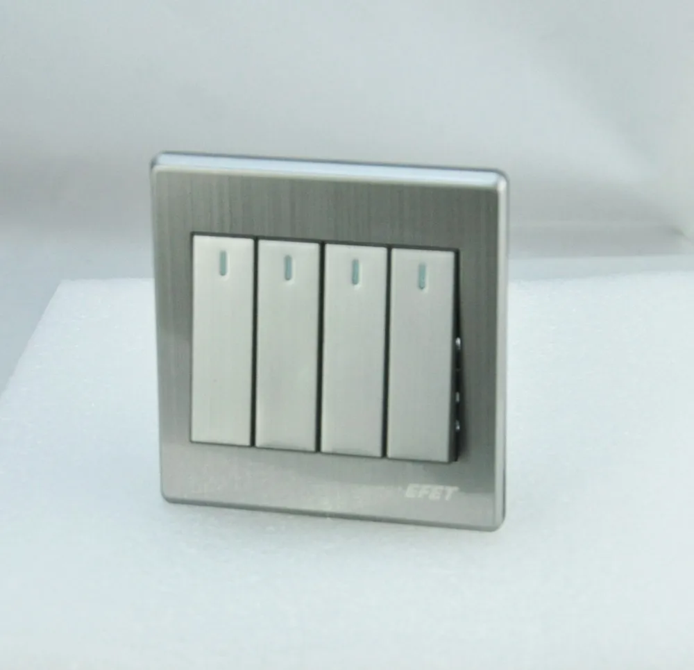 

Luxury Wall Switch Panel, Light Switch 4 Gang 2 Way Push Button Rocker Switch 16A,110~250V, 220V