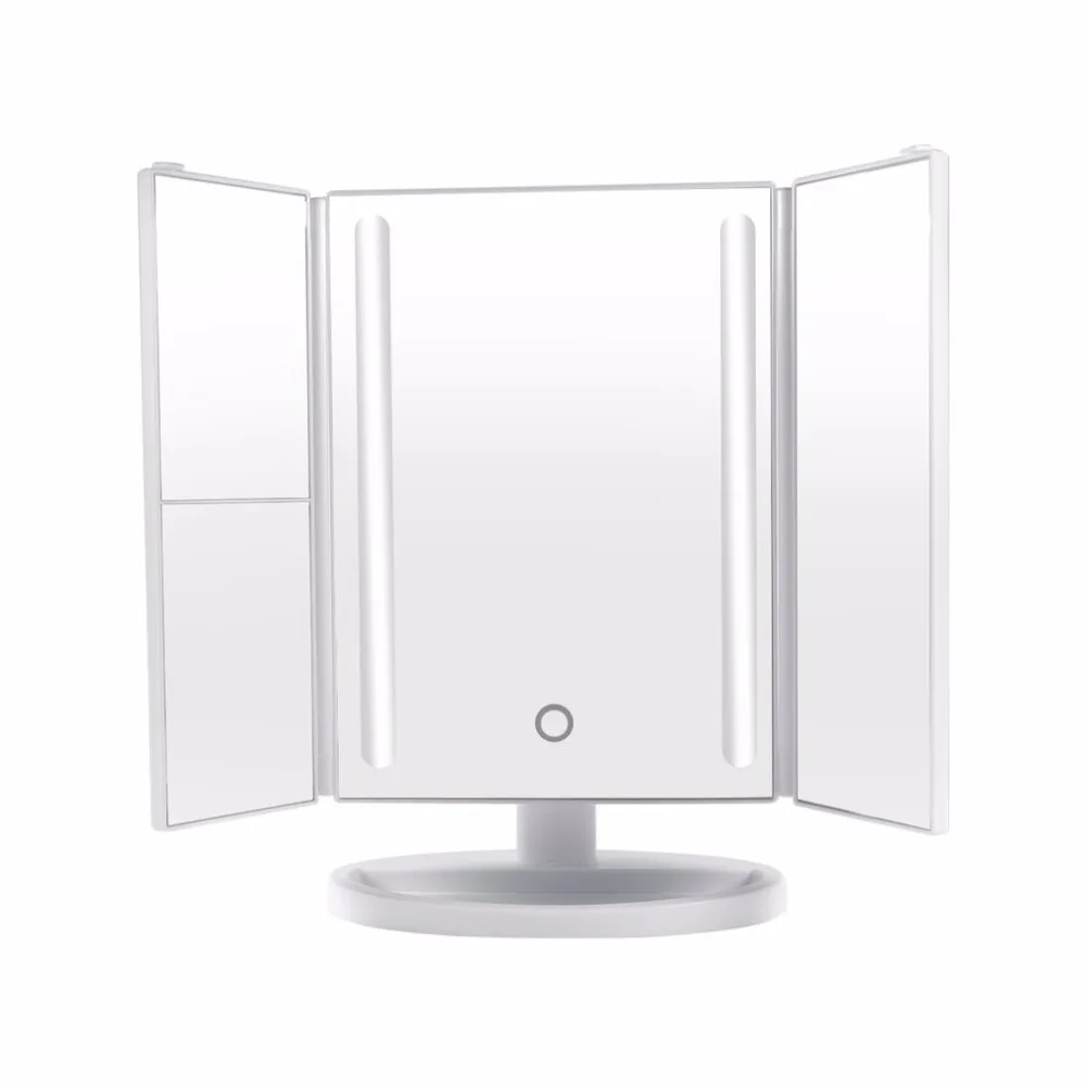 Свет Сенсорный экран Зеркала для макияжа 3-складные зеркала 1x/2x/3x рабочего стола увеличительное зеркало для косметики составляют подарки