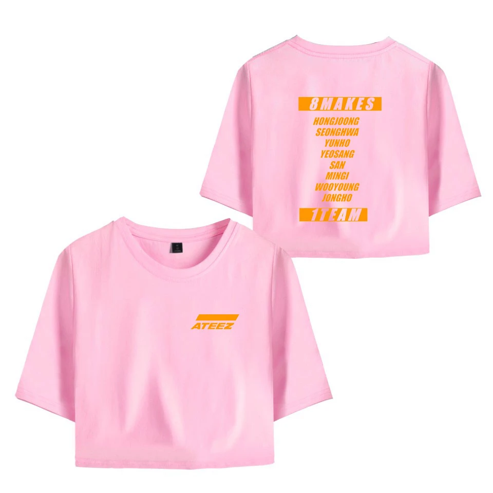 

2019 Kpop ATEEZ Summer Women Cotton Short T-shirts High Quality Short Sleeve Top Tees Printed Sexy Women Clothes