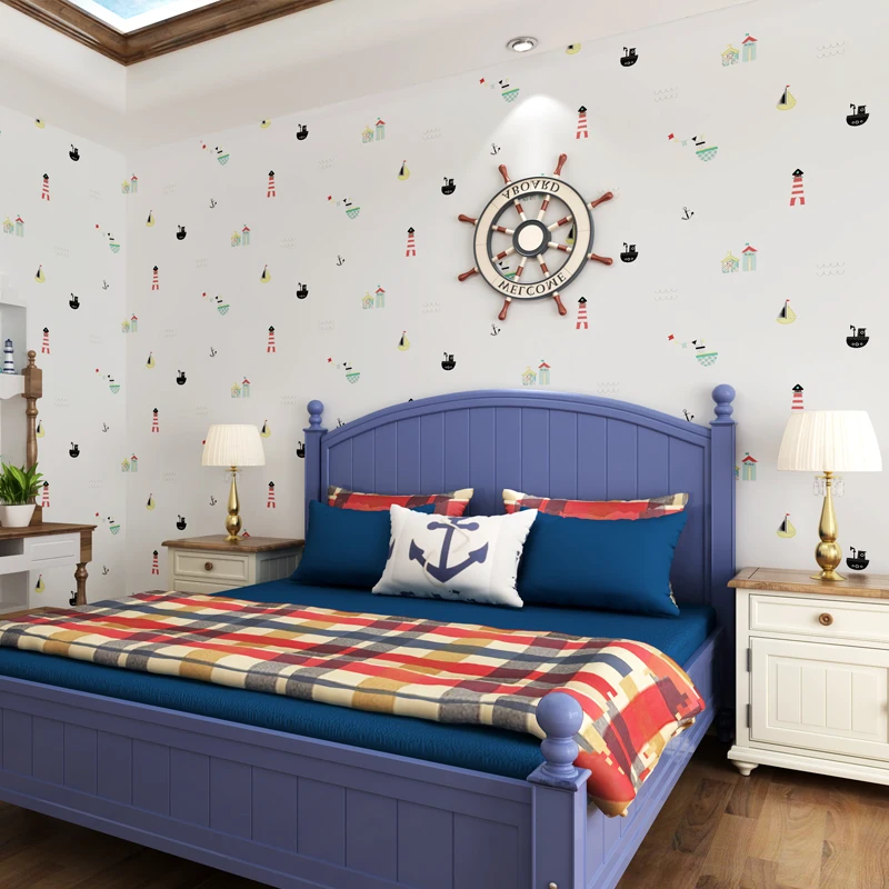mediterranean kids room non woven wallpaper boys and girls bedroom cartoon photo wall paper home decor 3d landscape wallpapers in wallpapers from home