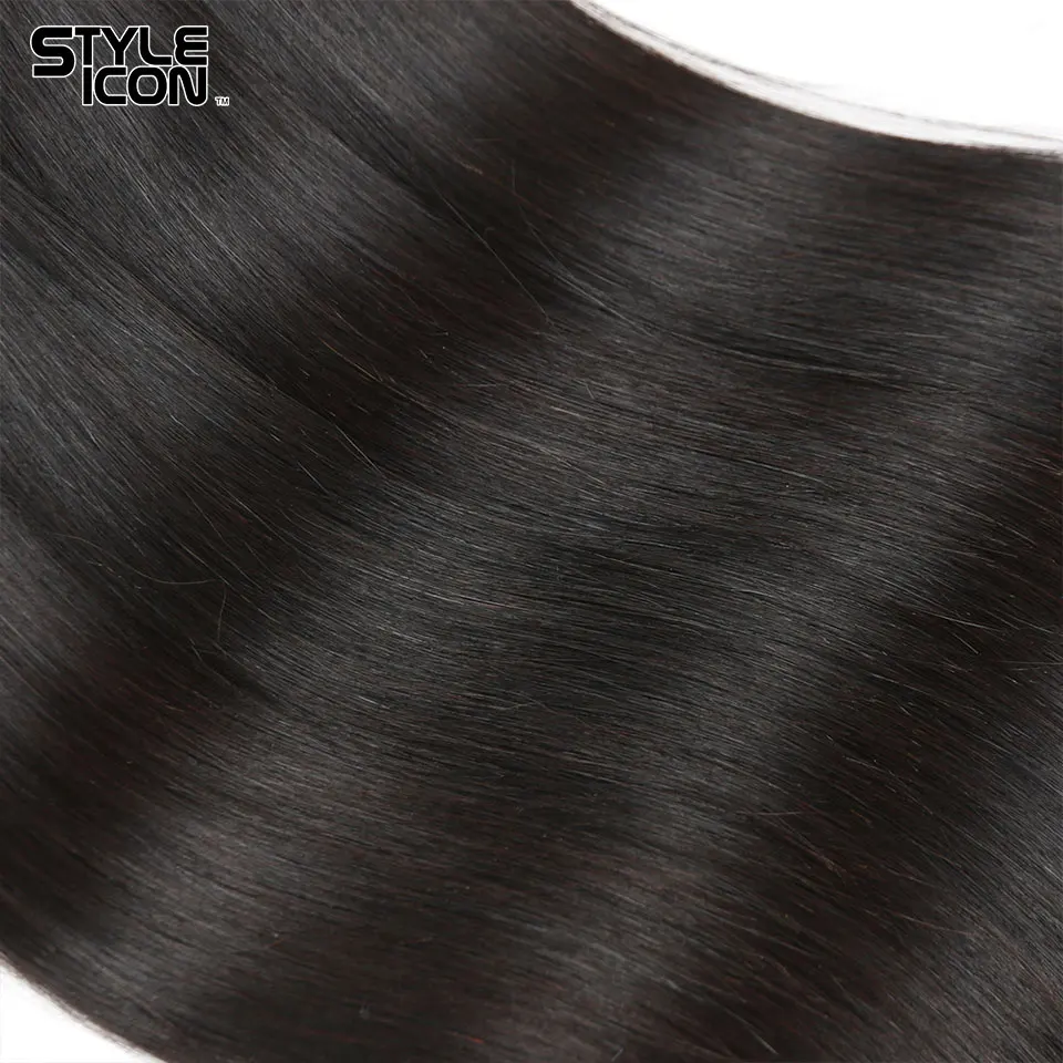 Styleicon прямые пучки волос с закрытием Связки малайзийских волос с закрытием прямые 3 пучка волос Ткачество с закрытием