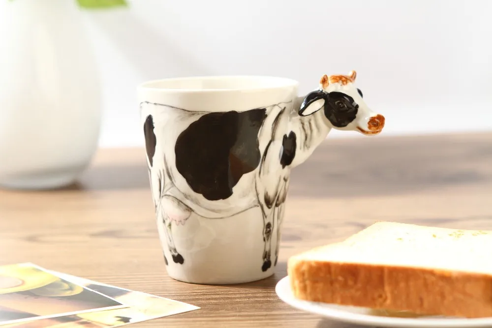 Первый стереоскопический 3D Ручная роспись керамическая чашка для животных с изображением коров, кружки, чашки, молоко