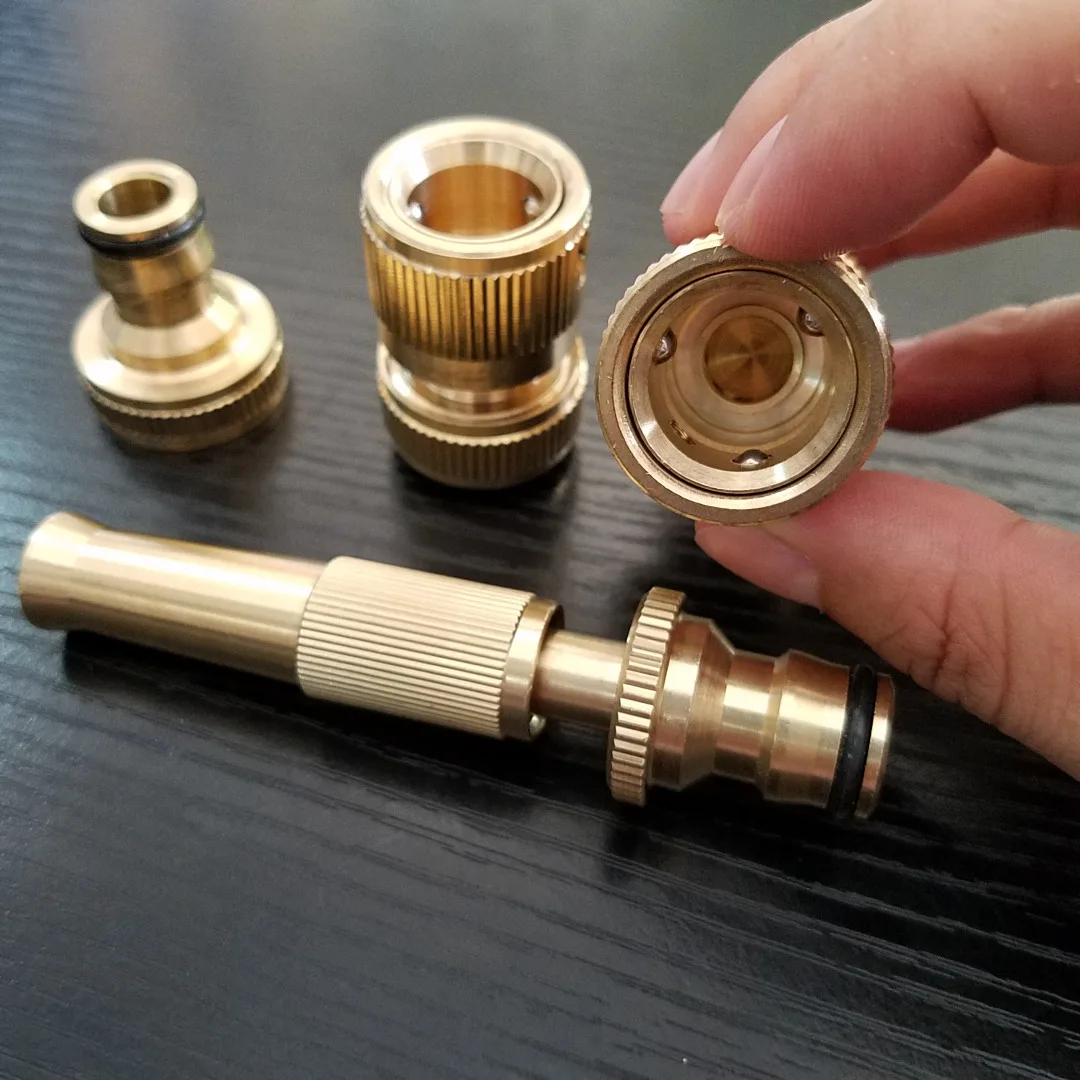 4Pcs x Garden Brass Hose Pipe Fitting Set Tap Quick Connectors & Spray Nozzle