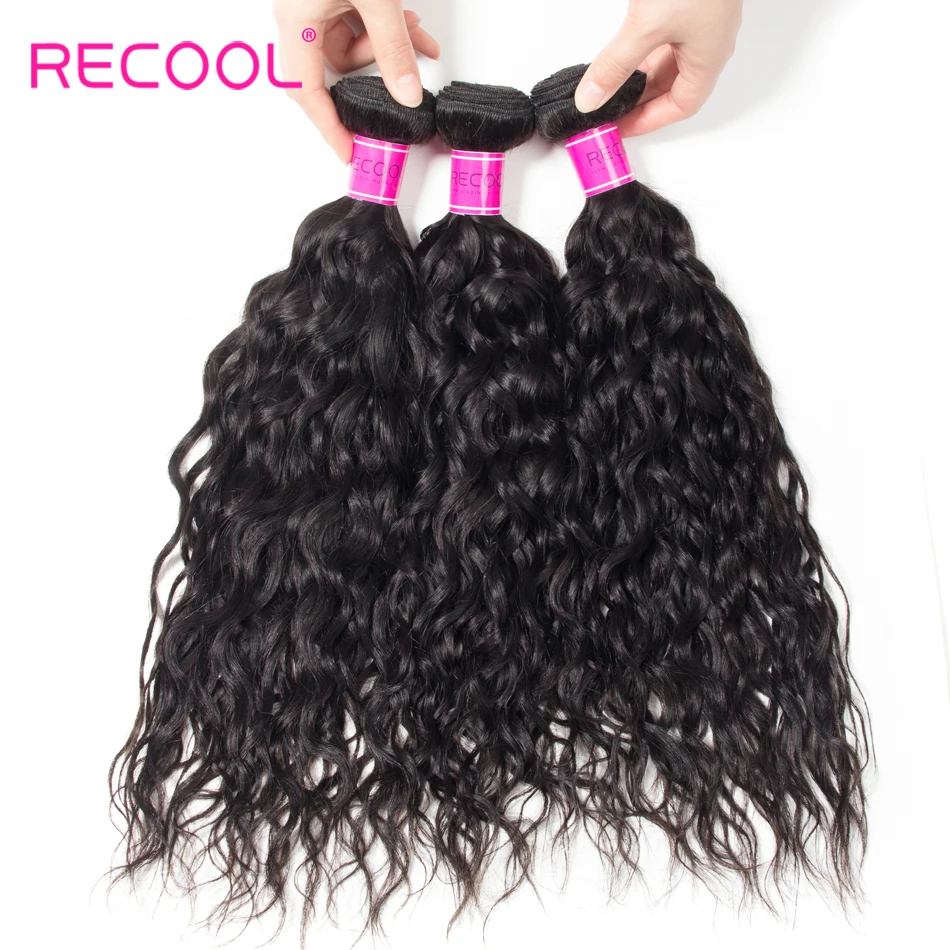 Recool волнистые пучки с закрытием бразильские человеческие волосы плетение 3 пучка с 7x7 Кружева Закрытие натуральные волосы Реми для наращивания
