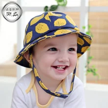 Для мальчиков Grils солнца Шапки сезон: весна–лето Кепки хлопковая Панама для маленьких детей с принтом фруктов Кепки Новая мода Прямая