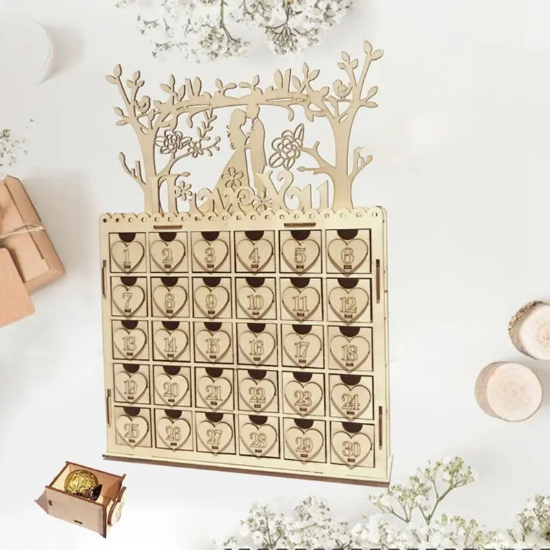 

Wooden Chocolate Cabinet Drawer I Love You LED Countdown Wedding Party Supplies Decoration Ornament Gift