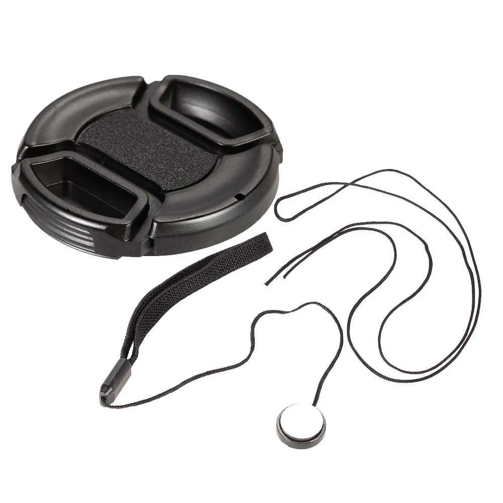 

40.5/49/52/55/58/67/77mm Center Pinch Snap-on Lens Cap Cover Keeper Holder for Canon Nikon Sony Olympus DSLR Camera Camcorder