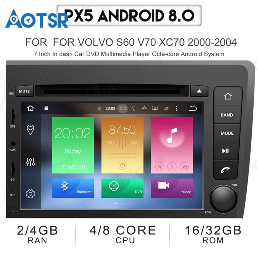 Android 7.1 8.0 Car DVD CD Player GPS navigation for VOLVO S60 V70 XC70 2000 2004 auto radio