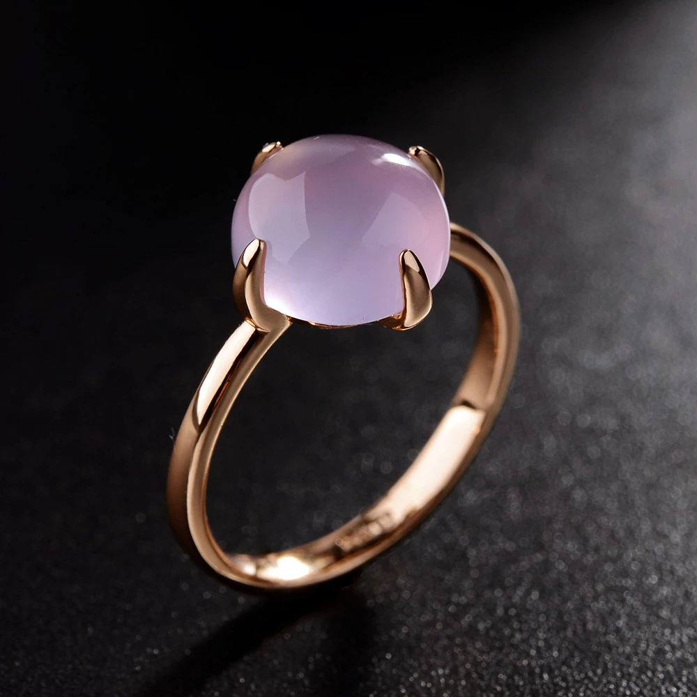 MOONROCY Free Shipping Fashion Jewelry Wholesale Rose Gold Color Pink Opal Wedding Crystal Ring for Women Gift Drop Shipping