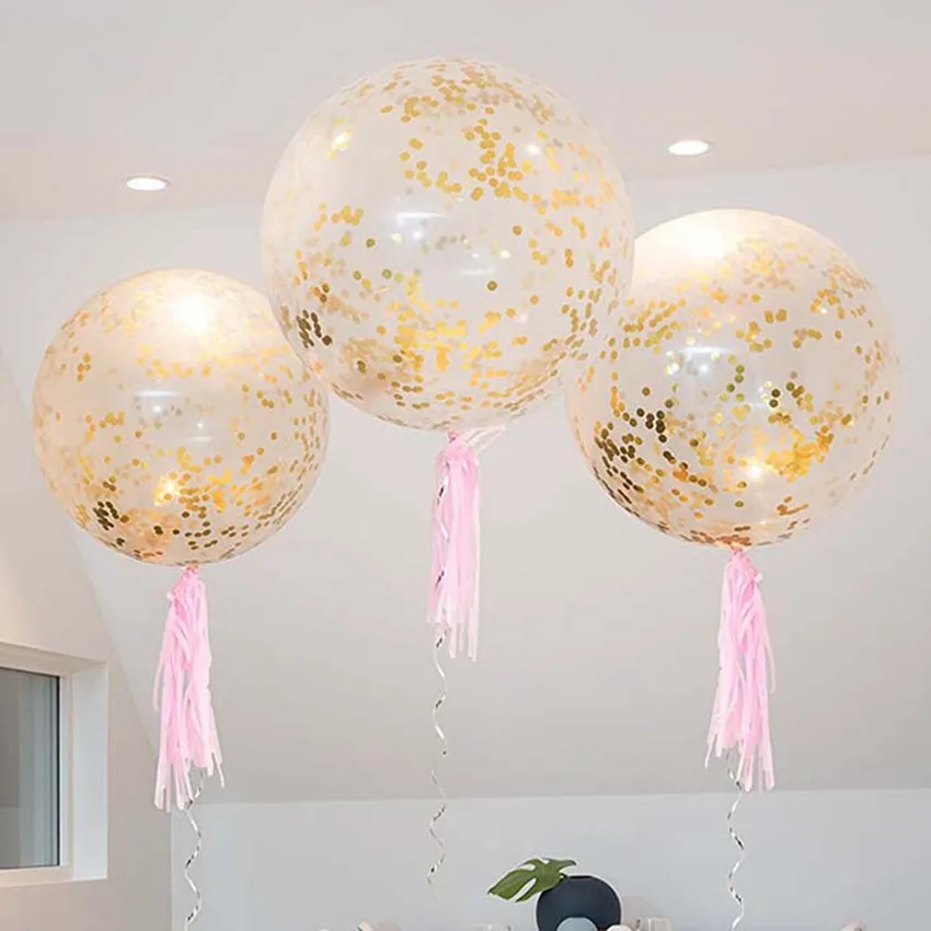 Конфетти шары 36 дюймов прозрачные латексные шары с золотым серебряным конфетти многоцветный для свадьбы украшения для вечеринки, дня рождения