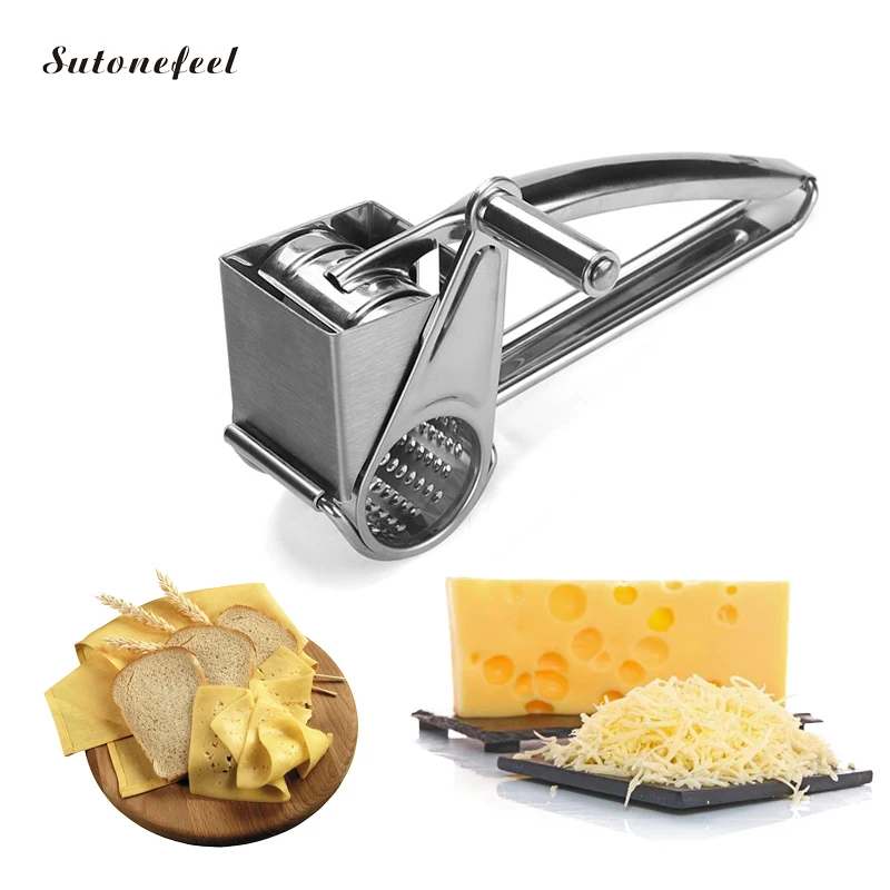 Multifunctional Kitchen Craft Rotary Stainless Steel Cheese Grater Slice Shred Tool NCONCO Cheese Grater