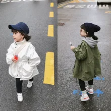 Плащ для девочек Одежда для маленьких девочек 2, 3, 4, 5, 6 лет повседневная Корейская куртка с большими карманами для девочек, ветровка, верхняя одежда на весну и осень