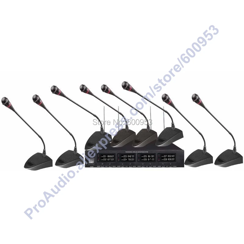 

Professional UHF 8 Conference Gooseneck Meeting Microphone Mic System