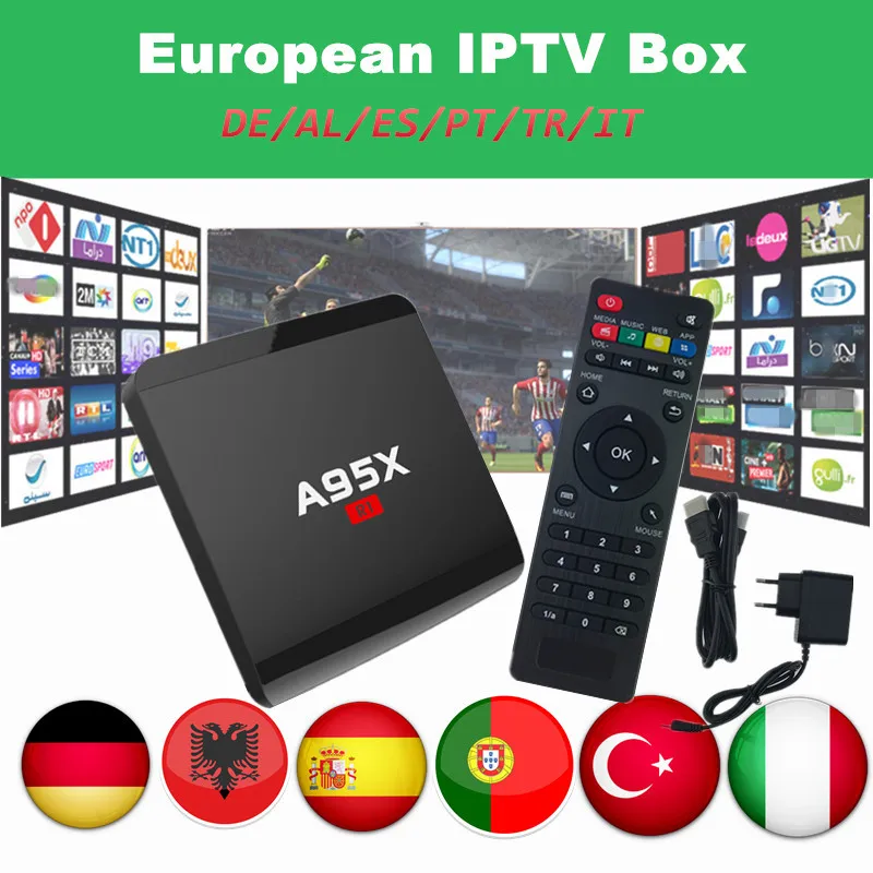 

A95X-R1 Android TV Box set top box 4k 1G 8G with 5000 Iptv Spain Germany Italy Turkey Portugal PayTV Mediasat H.265 Smart TV Box