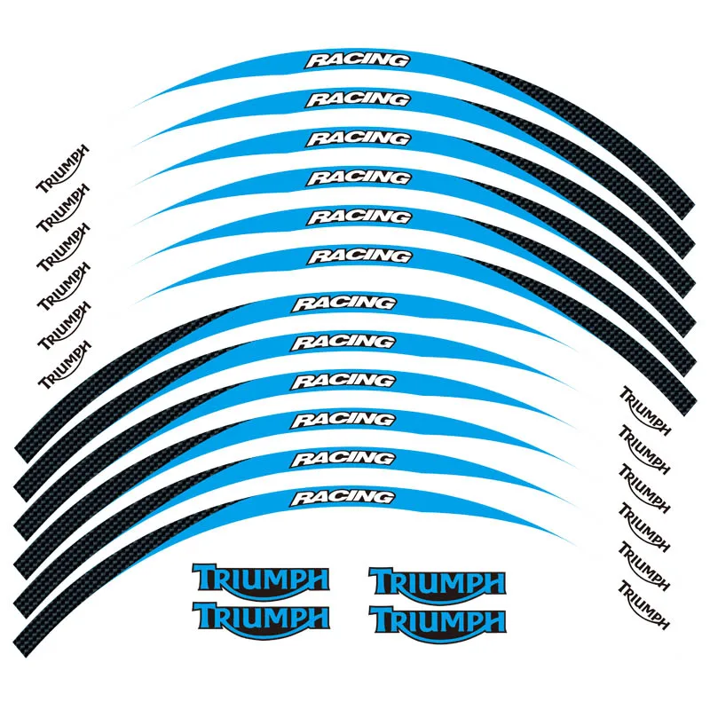 Новинка, высокое качество, 12 шт., подходит для мотоцикла, наклейка для колес, в полоску, светоотражающий обод для TRIUMPH - Цвет: 1