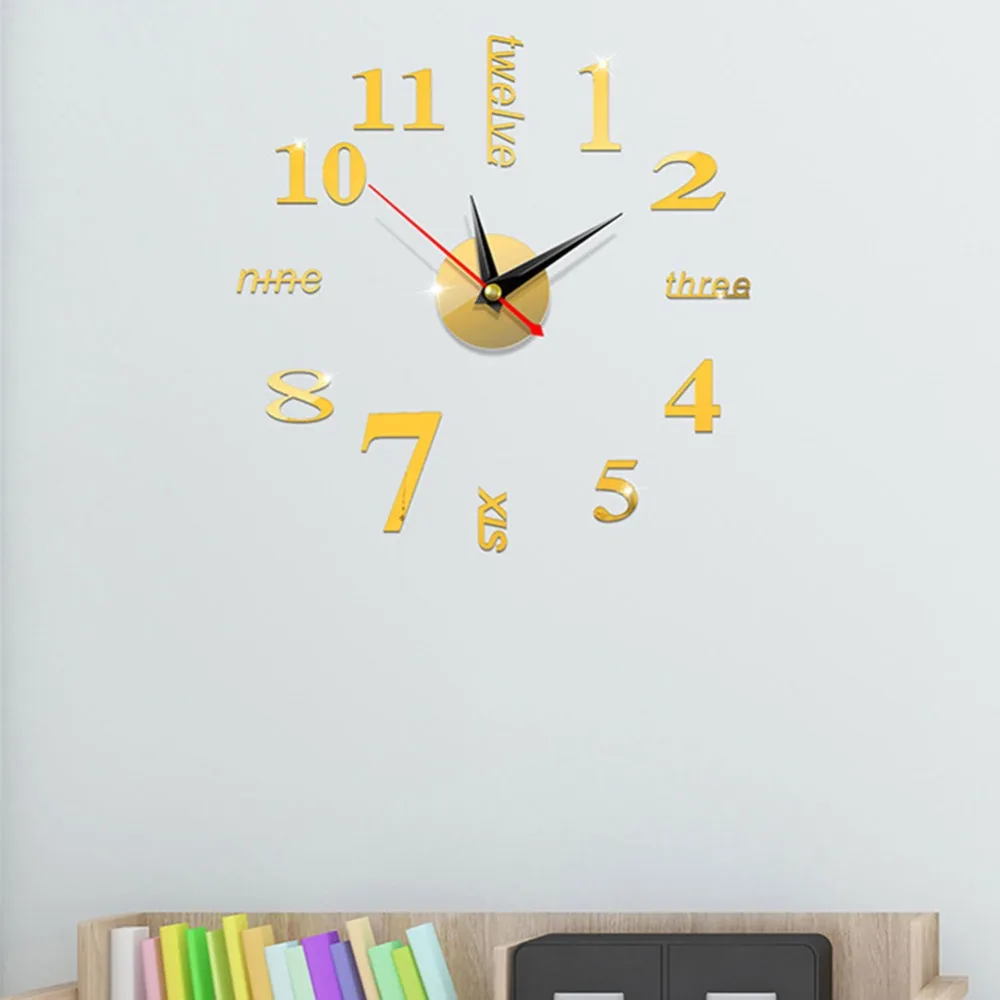 

Clock Watch Wall Quartz Clocks 3D Real Big Wall Clock Rushed Mirror Sticker Diy Home Decor Acrylic