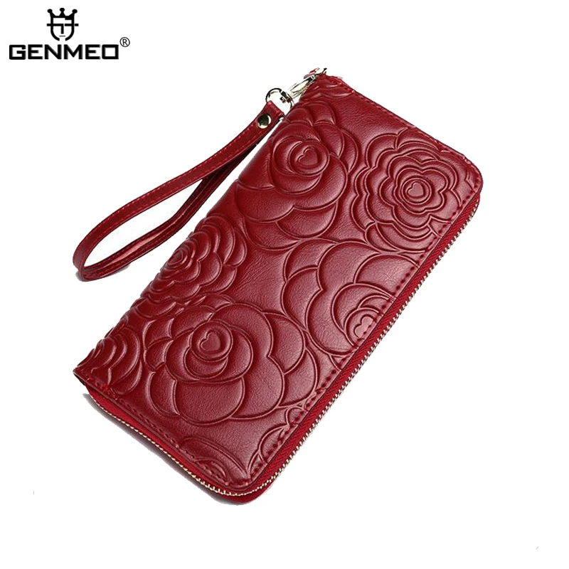 

MAIFEINI New Genuine Leather Long Wallets Women Real Leather Card Holder Coin Purse Sexy Lady Leather Clutch Bag