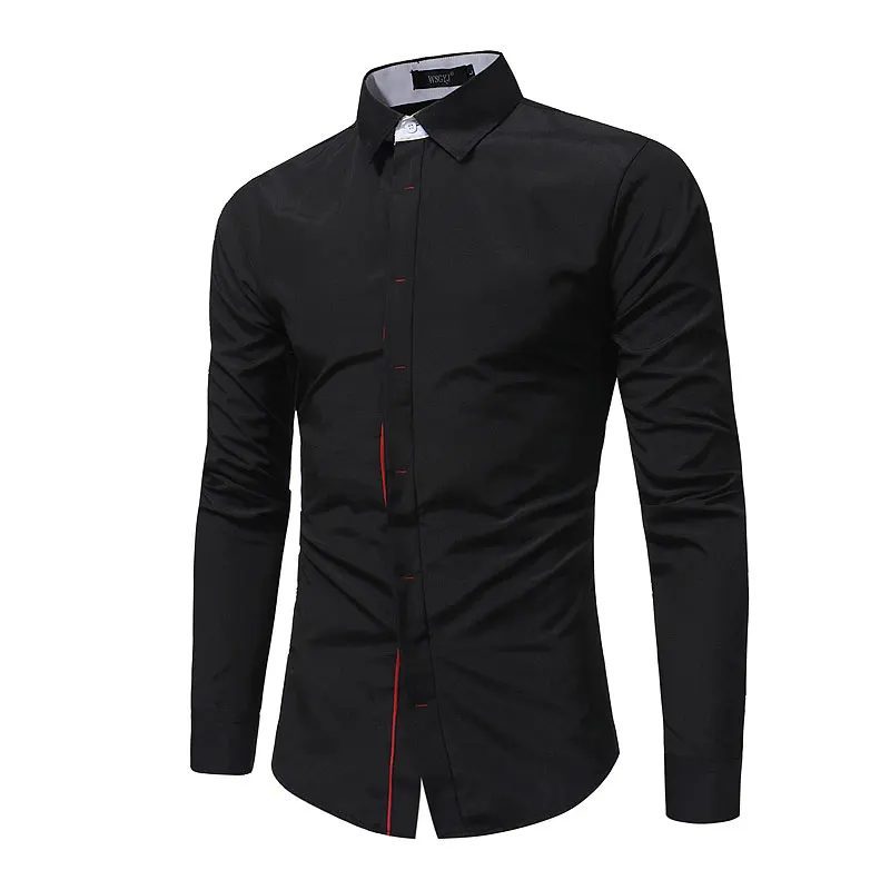 2017 Gentle Hide Buttons under Front Solid Shirts Brand clothing Mens