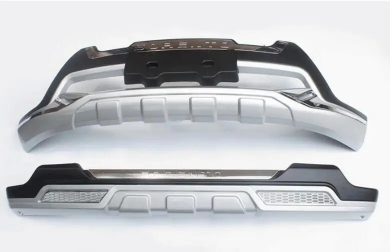 2PCS Car ABS Front + Rear Bumper Protector Guard Skid Plate For 15 17